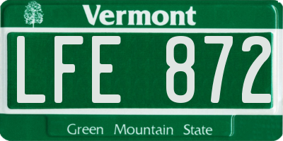 VT license plate LFE872