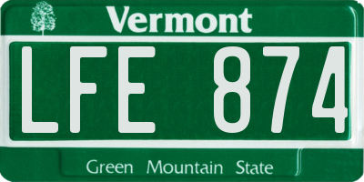 VT license plate LFE874