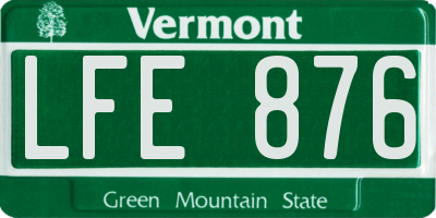 VT license plate LFE876
