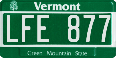 VT license plate LFE877