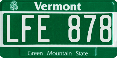 VT license plate LFE878