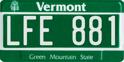 VT license plate LFE881