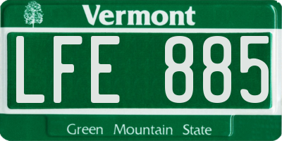 VT license plate LFE885
