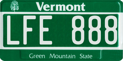 VT license plate LFE888