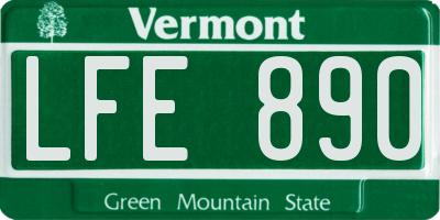 VT license plate LFE890
