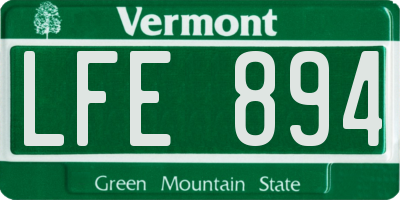 VT license plate LFE894