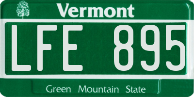 VT license plate LFE895