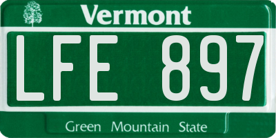 VT license plate LFE897