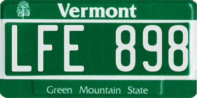 VT license plate LFE898