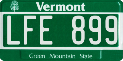 VT license plate LFE899
