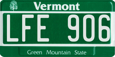 VT license plate LFE906