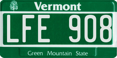 VT license plate LFE908