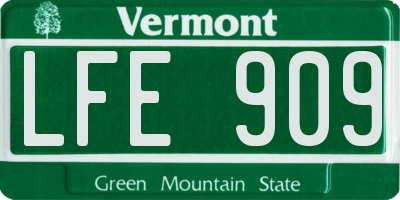 VT license plate LFE909