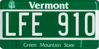 VT license plate LFE910
