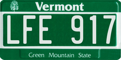 VT license plate LFE917