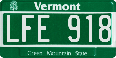 VT license plate LFE918