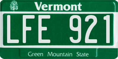 VT license plate LFE921