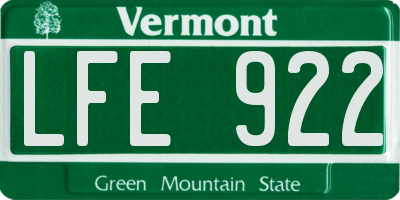 VT license plate LFE922