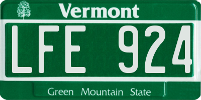 VT license plate LFE924
