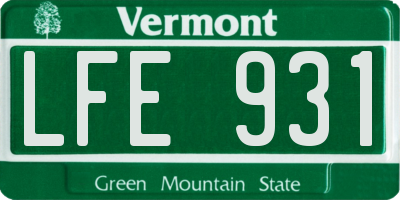 VT license plate LFE931