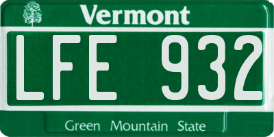 VT license plate LFE932