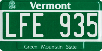 VT license plate LFE935