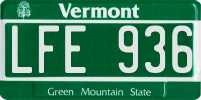 VT license plate LFE936