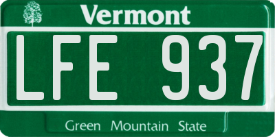 VT license plate LFE937