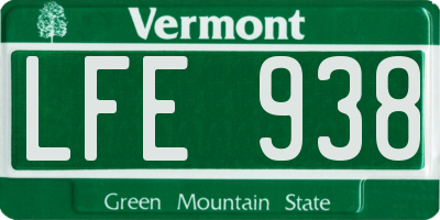 VT license plate LFE938