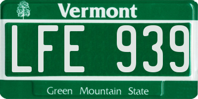 VT license plate LFE939