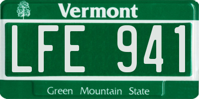 VT license plate LFE941