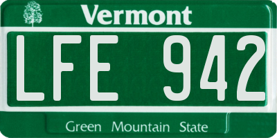 VT license plate LFE942