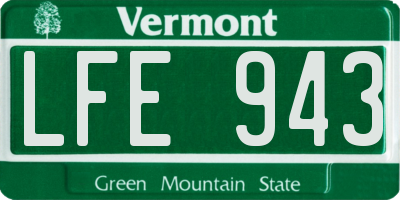 VT license plate LFE943