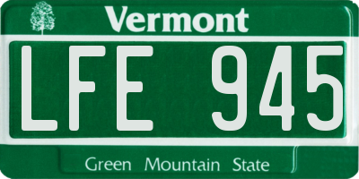 VT license plate LFE945