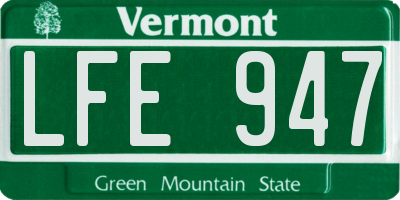 VT license plate LFE947