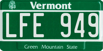VT license plate LFE949