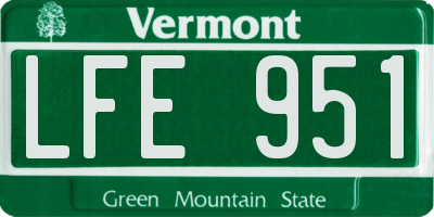 VT license plate LFE951