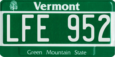 VT license plate LFE952