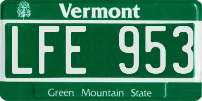 VT license plate LFE953