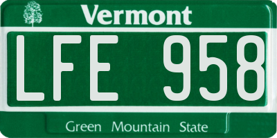 VT license plate LFE958
