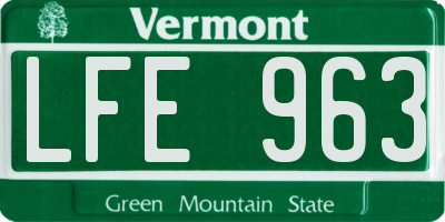VT license plate LFE963