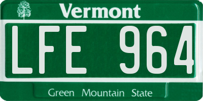 VT license plate LFE964