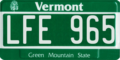 VT license plate LFE965