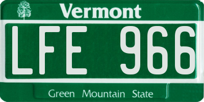 VT license plate LFE966