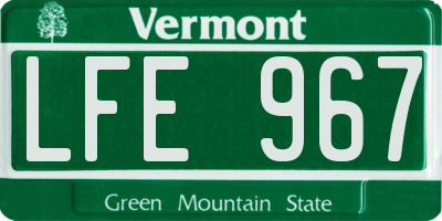 VT license plate LFE967