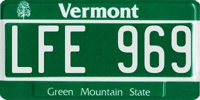 VT license plate LFE969