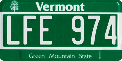 VT license plate LFE974