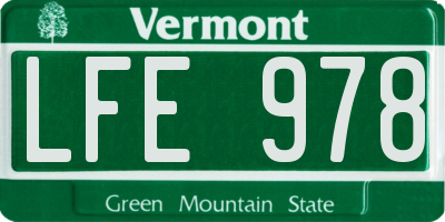 VT license plate LFE978