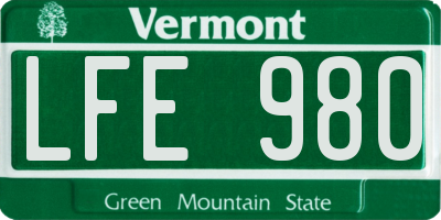 VT license plate LFE980