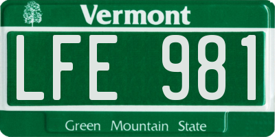 VT license plate LFE981